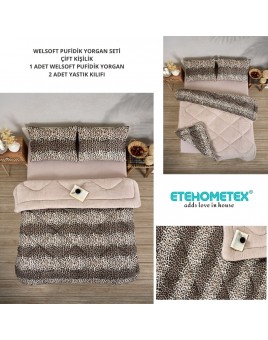 ETE HOMETEX ÇİFT KİŞİLİK LÜX WELSOFT YORGAN 195X215CM LEOPAR BEJ 8696474231945